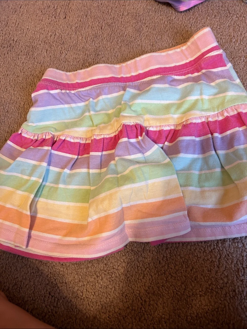Pastel Rainbow Stripe Ruffled Skort